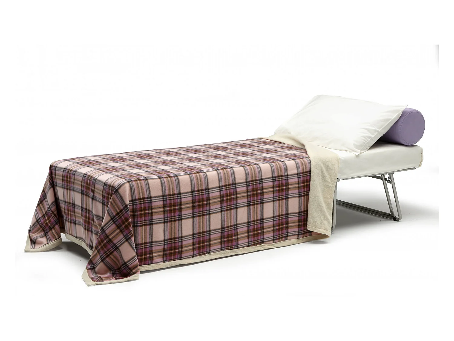 Cama dobrável Dabay, Pufe conversível em cama de solteiro, 100% Fabricado na Itália, Pufe de tecido para sala, 80x80h45 cm, Creme