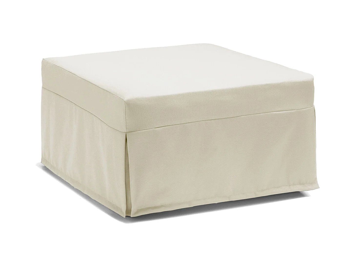 Lit pliant Dabay, Pouf transformable en lit simple, Pouf de salon en tissu, 100% Made in Italy, 80x80h45 cm, Crème