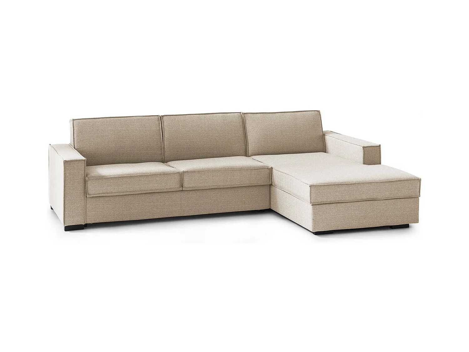 Canapé Adela, Canapé d'angle, 100% Made in Italy, Canapé avec ouverture pivotante, Péninsule de conteneur droite, 280x95h90 cm, Beige