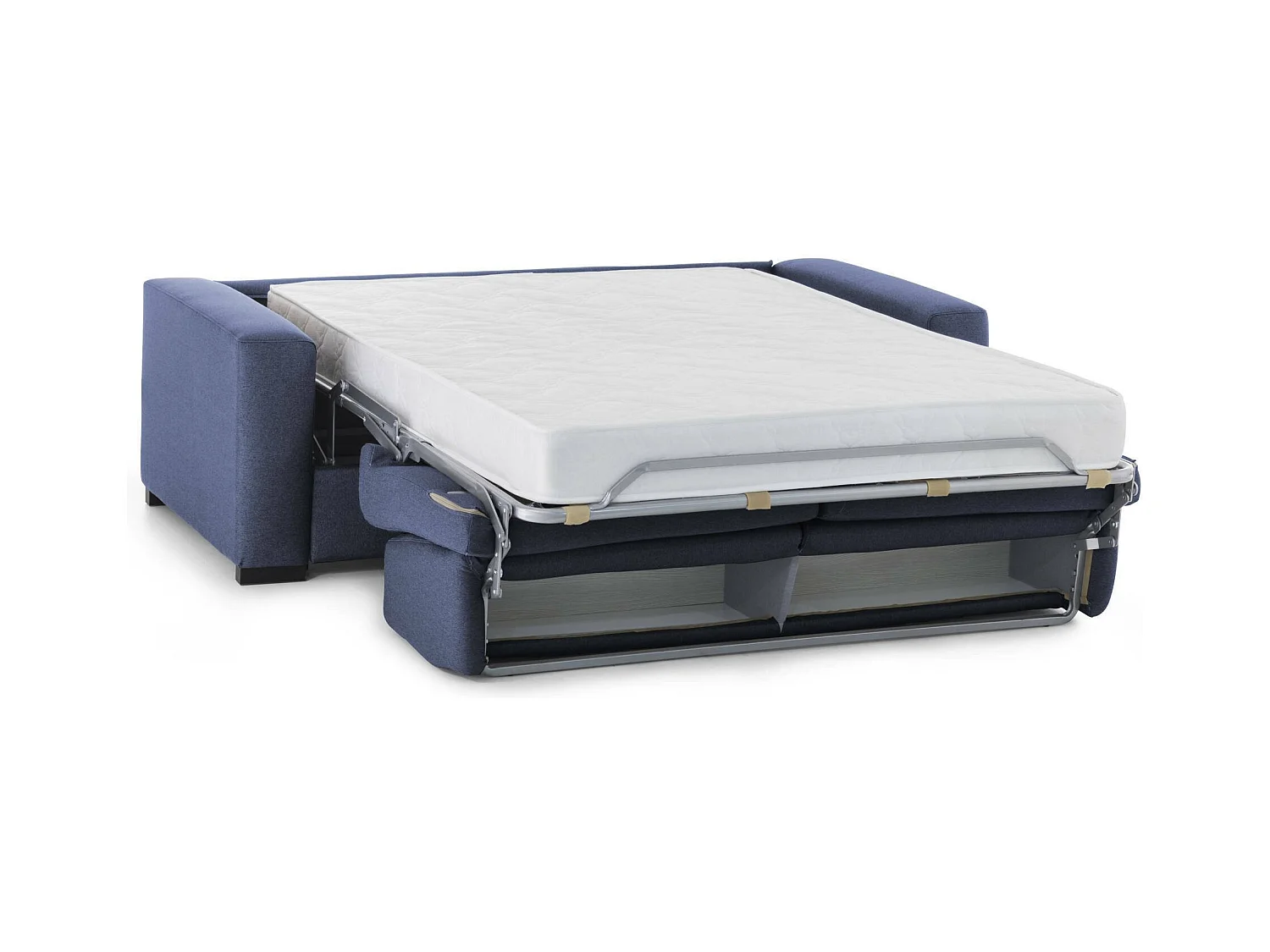 Canapé-lit Dababo, canapé 2 places, 100% Made in Italy, Canapé de salon à ouverture pivotante, en tissu rembourré, avec accoudoirs fins, 160x95h90 cm, Bleu