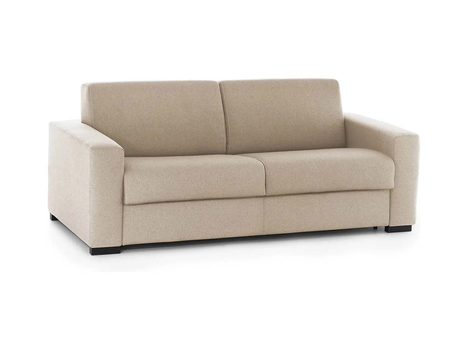 Daaze slaapbank, 2-zitsbank, 100% Made in Italy, woonkamerbank met draaibare opening, in gewatteerde stof, met standaard armleuningen, 180x95h90 cm, Beige