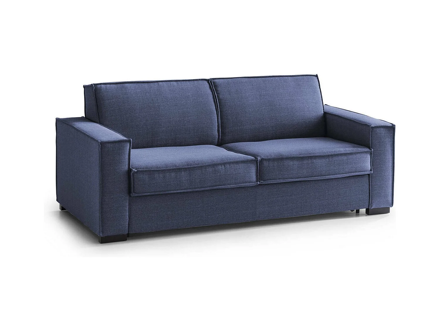 Daabbo slaapbank, grote 2-zitsbank, 100% Made in Italy, woonkamerbank met draaibare opening, in gewatteerde stof, met standaard armleuningen, 200x95h90 cm, blauw