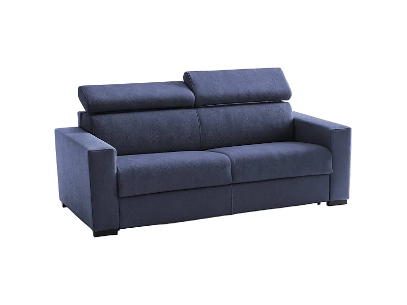 Daankou Slaapbank, 3-zitsbank, 100% Made in Italy, Woonkamerbank met draaibare opening, met verstelbare hoofdsteunen en standaard armleuningen, 220x95h85 cm, Blauw