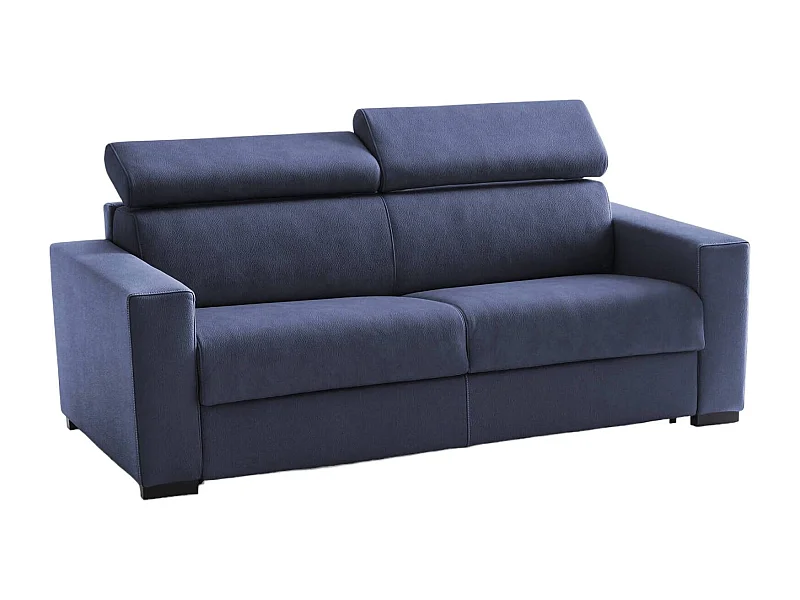 Daankou Slaapbank, 3-zitsbank, 100% Made in Italy, Woonkamerbank met draaibare opening, met verstelbare hoofdsteunen en standaard armleuningen, 220x95h85 cm, Blauw
