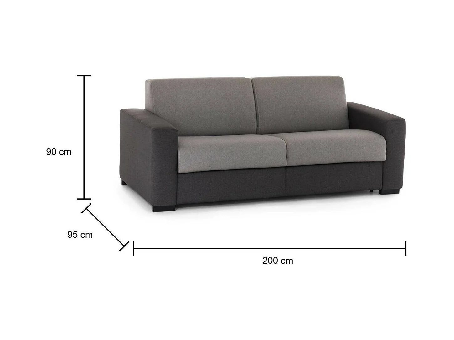 2-SITZER SCHLAFSOFA  Holz Grau, Anthrazit 95/200/90 cm