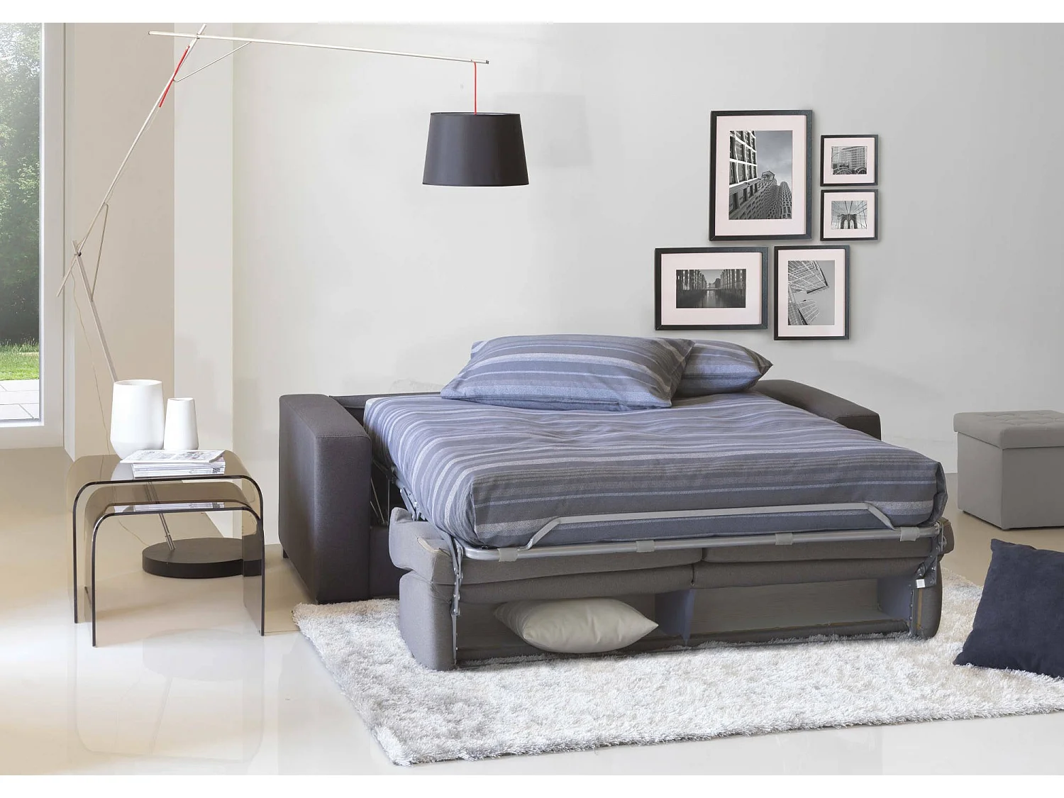 Talamo Italia - Divano letto 2 posti Andymion, Cm 200x95h90, Grigio e Antracite