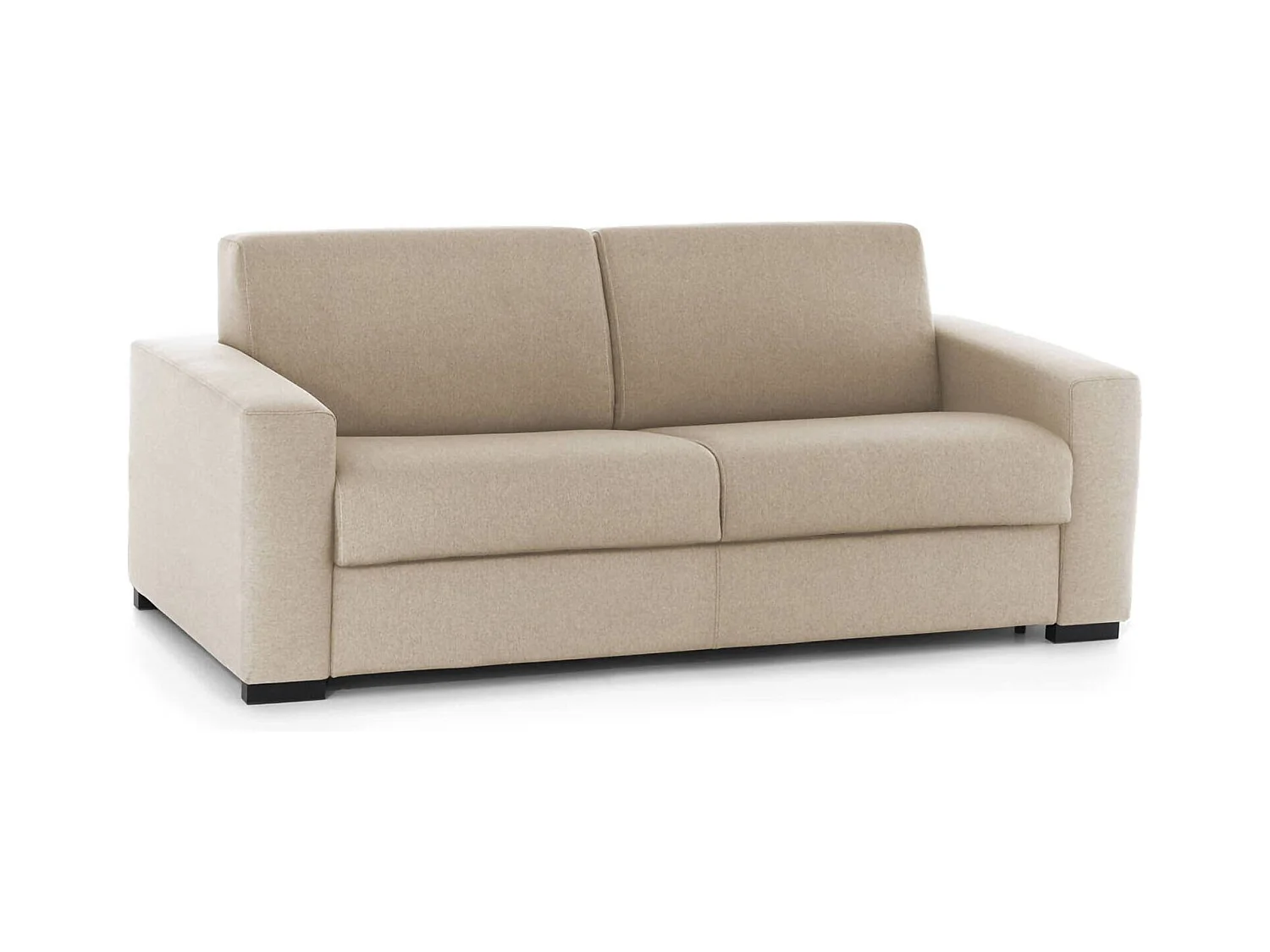 Dababo slaapbank, 2-zitsbank, 100% Made in Italy, woonkamerbank met draaibare opening, in gewatteerde stof, met slanke armleuningen, 160x95h90 cm, Beige