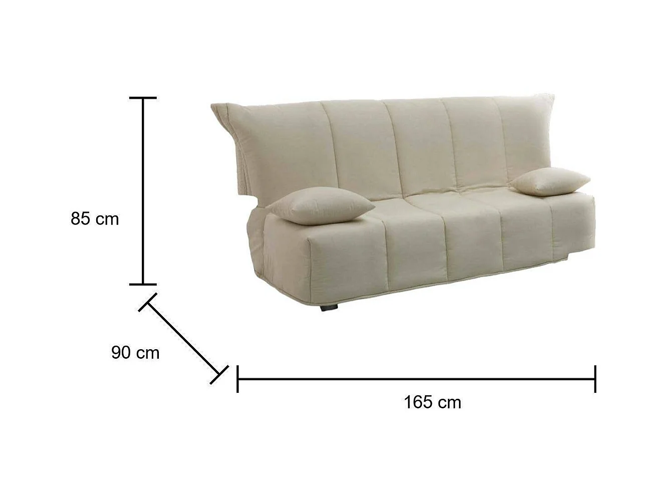 Canapé-lit Dabam, canapé 3 places, 100% Made in Italy, Canapé de salon avec ouverture trolley, en tissu rembourré, avec coussins inclus, 165x90h85 cm, Beige