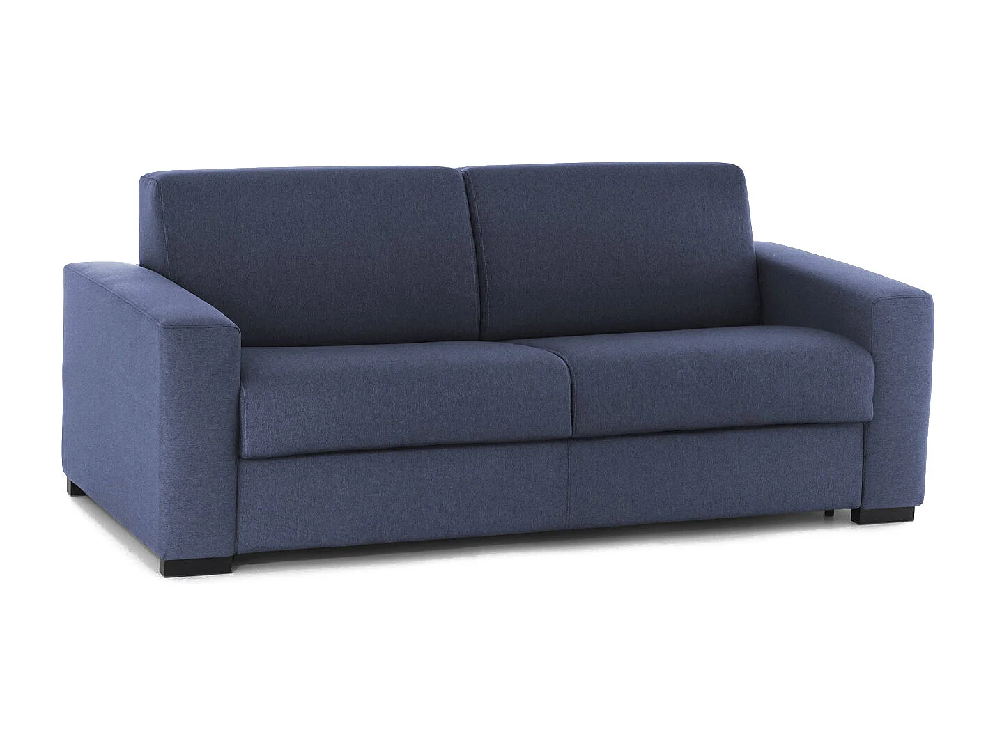 Dabakah slaapbank, 3-zitsbank, 100% Made in Italy, woonkamerbank met draaibare opening, in gewatteerde stof, met slanke armleuningen, 200x95h90 cm, Blauw