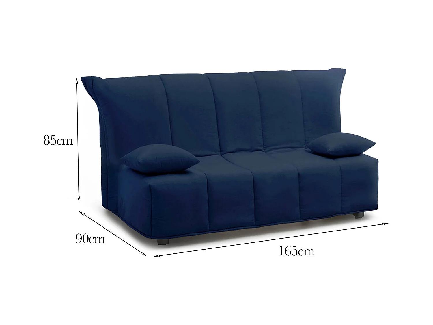 Canapé-lit Dabam, canapé 3 places, 100% Made in Italy, Canapé de salon avec ouverture trolley, en tissu rembourré, avec coussins inclus, 165x90h85 cm, Bleu