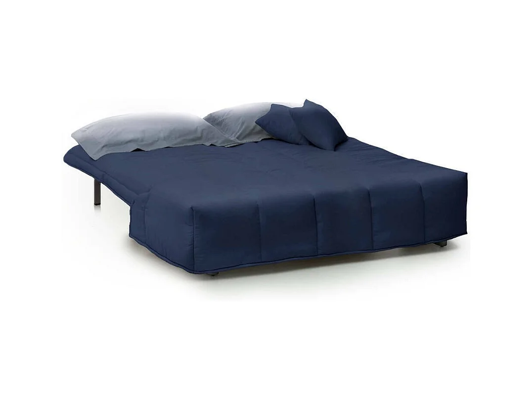 Canapé-lit Dabam, canapé 3 places, 100% Made in Italy, Canapé de salon avec ouverture trolley, en tissu rembourré, avec coussins inclus, 165x90h85 cm, Bleu