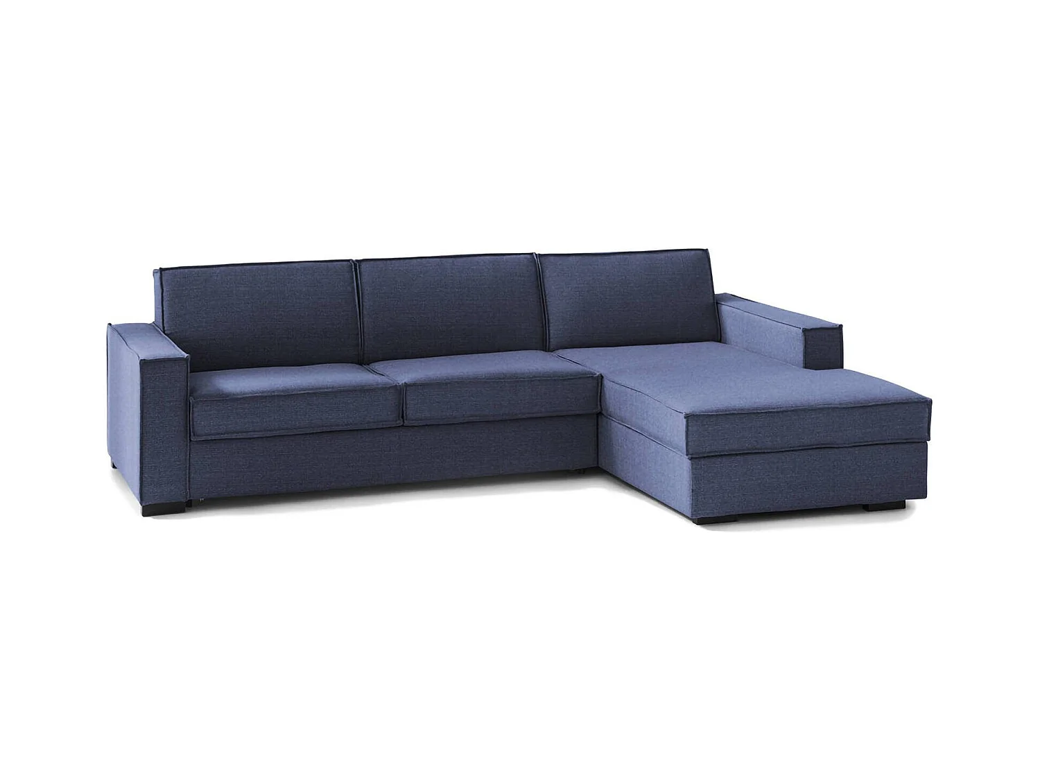 Canapé-lit Daahje, Canapé d'angle, 100% Made in Italy, Canapé avec ouverture pivotante, Péninsule de rangement droite, avec accoudoirs standards, 280x95h90 cm, Bleu