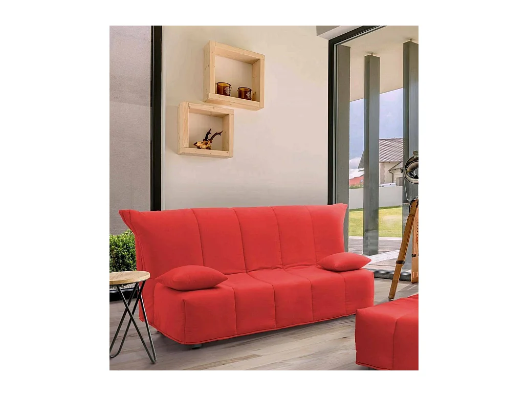 Canapé-lit Dabam, canapé 3 places, 100% Made in Italy, Canapé de salon avec ouverture trolley, en tissu rembourré, avec coussins inclus, 165x90h85 cm, Rouge