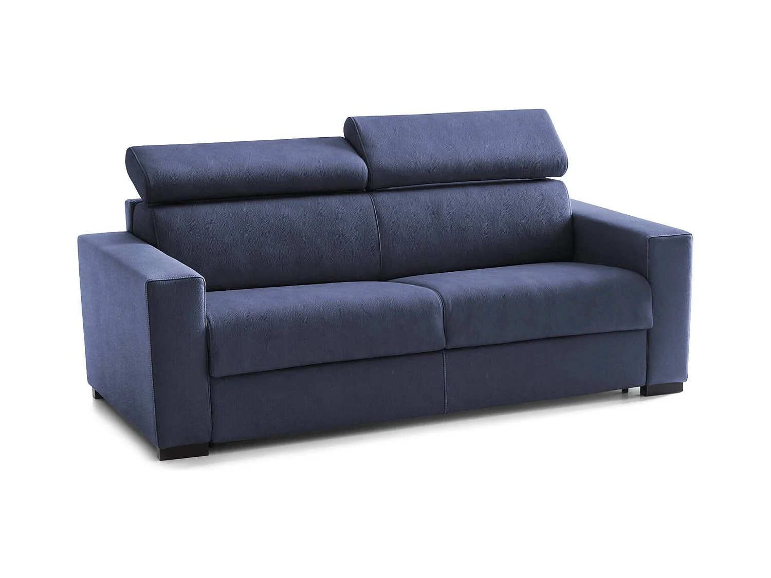 Daara slaapbank, 3-zitsbank, 100% Made in Italy, woonkamerbank met draaibare opening, met verstelbare hoofdsteunen en slanke armleuningen, 200x95h85 cm, Blauw