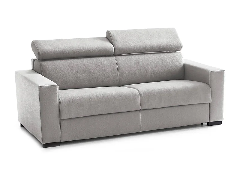 Schlafsofa Daara, 3-Sitzer-Sofa, 100% Made in Italy, Wohnzimmersofa mit drehbarer Öffnung, mit verstellbaren Kopfstützen und schlanken Armlehnen, Cm 200x95h85, Grau