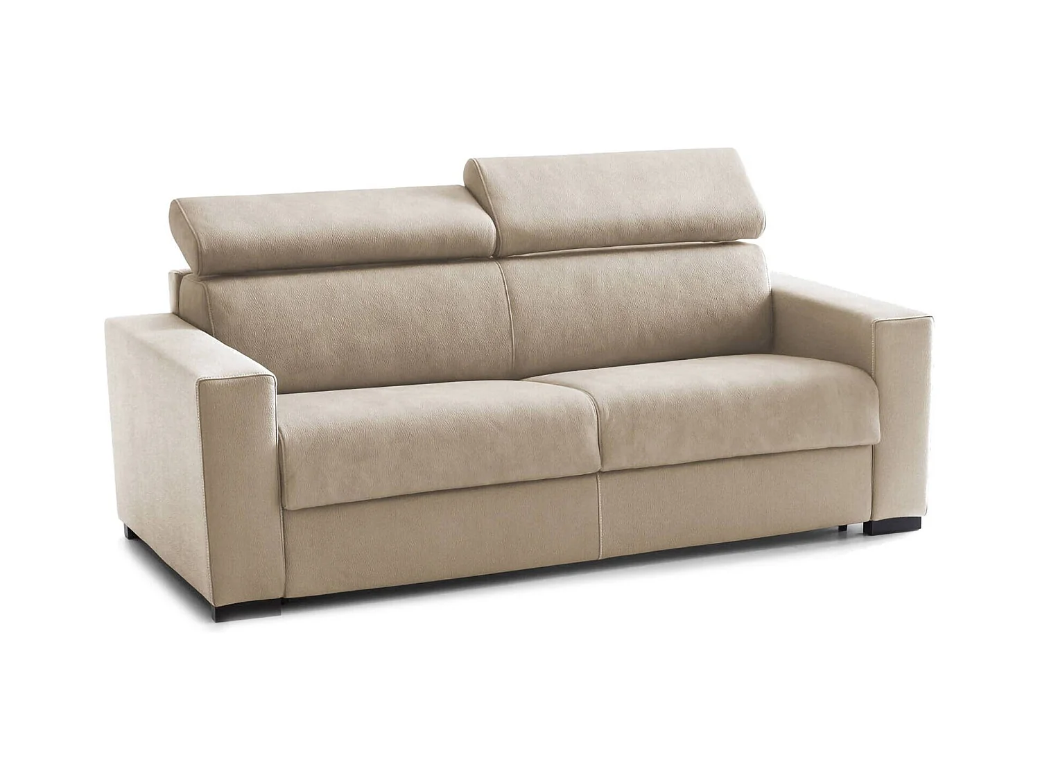 Canapé Daankou, Canapé 3 places, 100% Made in Italy, Canapé de salon à ouverture pivotante, avec appuis-tête réglables et accoudoirs standard, Cm 220x95h85, Beige