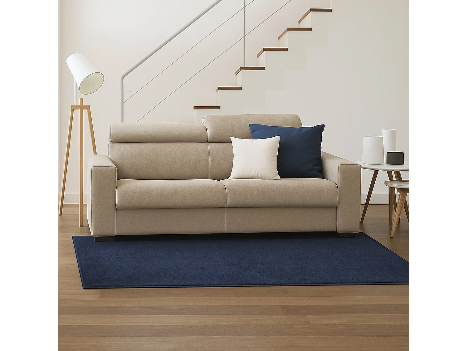 Canapé Daankou, Canapé 3 places, 100% Made in Italy, Canapé de salon à ouverture pivotante, avec appuis-tête réglables et accoudoirs standard, Cm 220x95h85, Beige