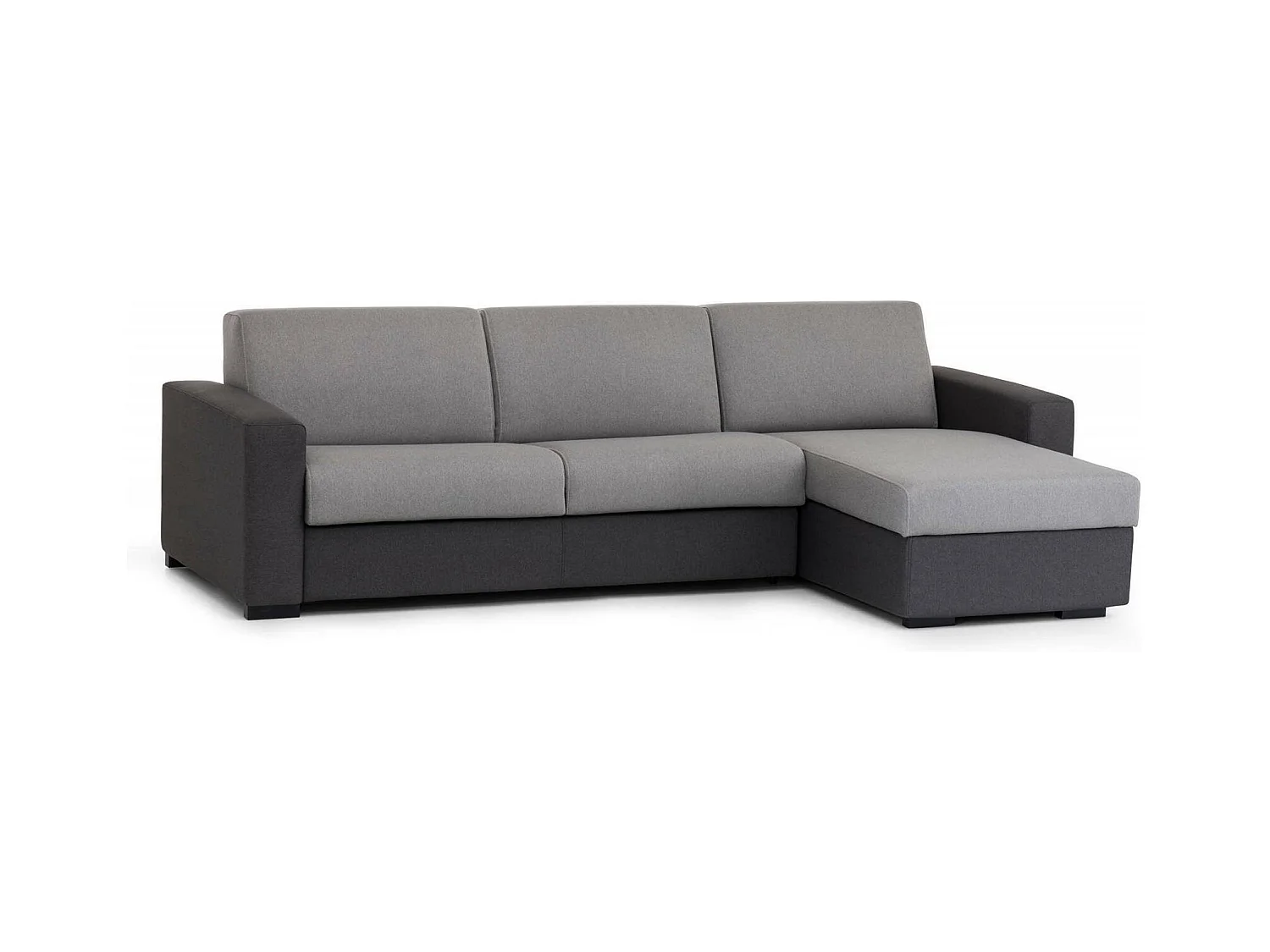 Divano letto con penisola in tessuto grigio, antracite 260x95h90 cm