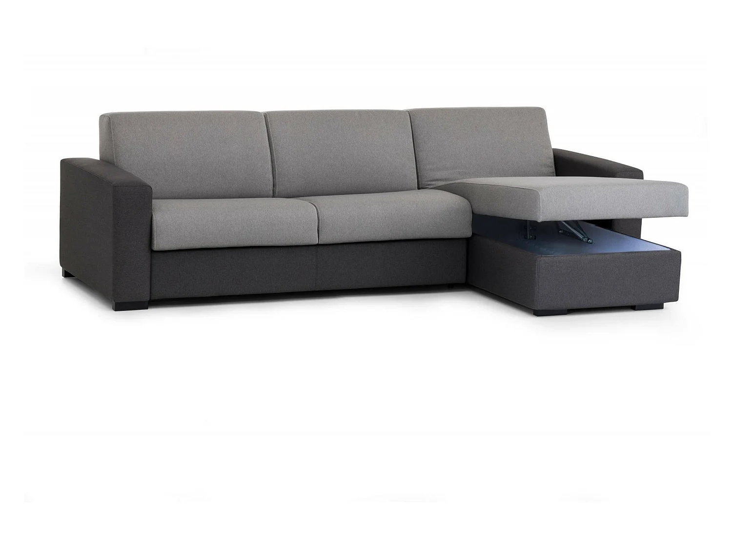 Canapé d'angle convertible en tissu gris, anthracite 260x95h90 cm