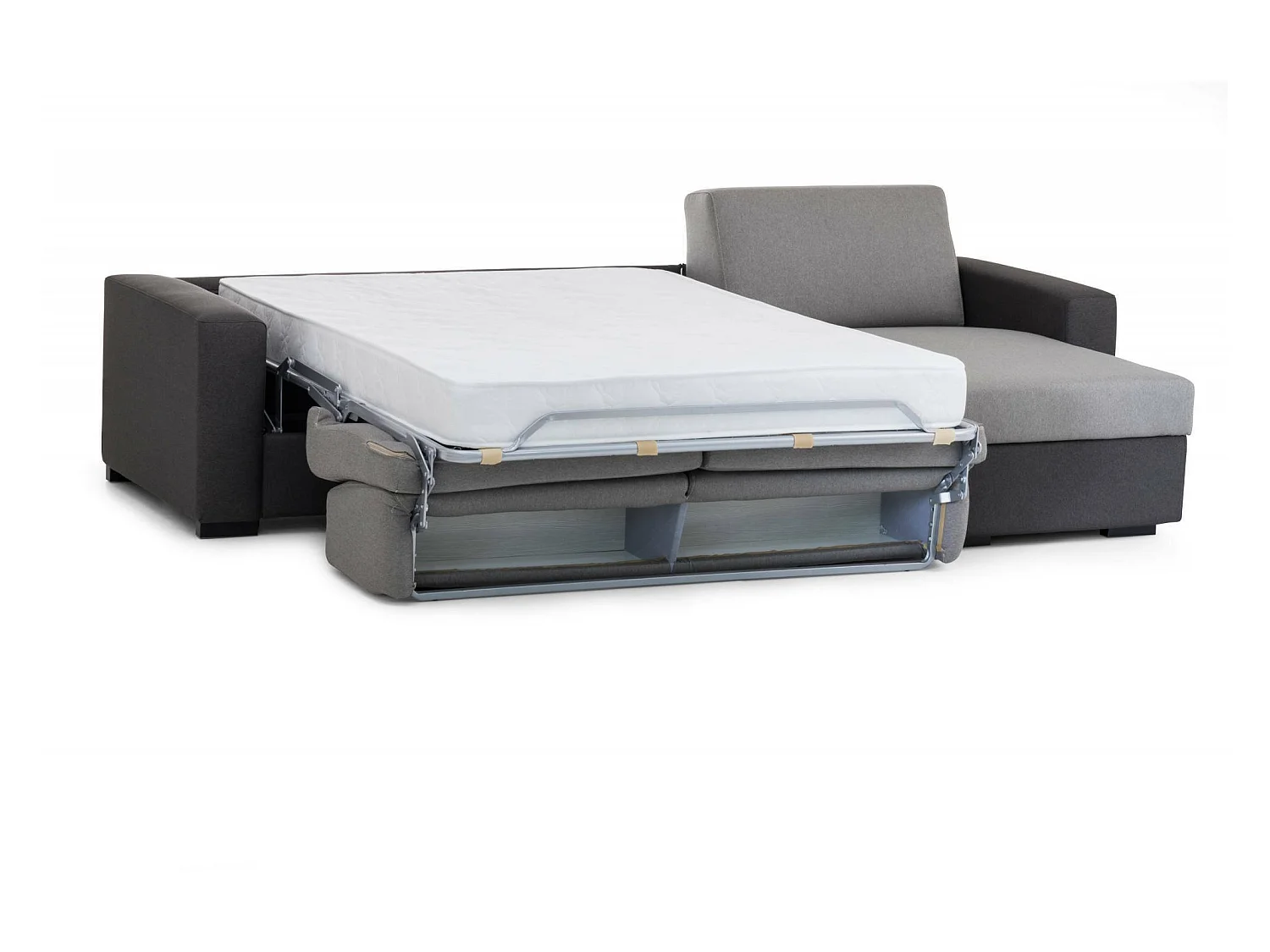 Canapé d'angle convertible en tissu gris, anthracite 260x95h90 cm