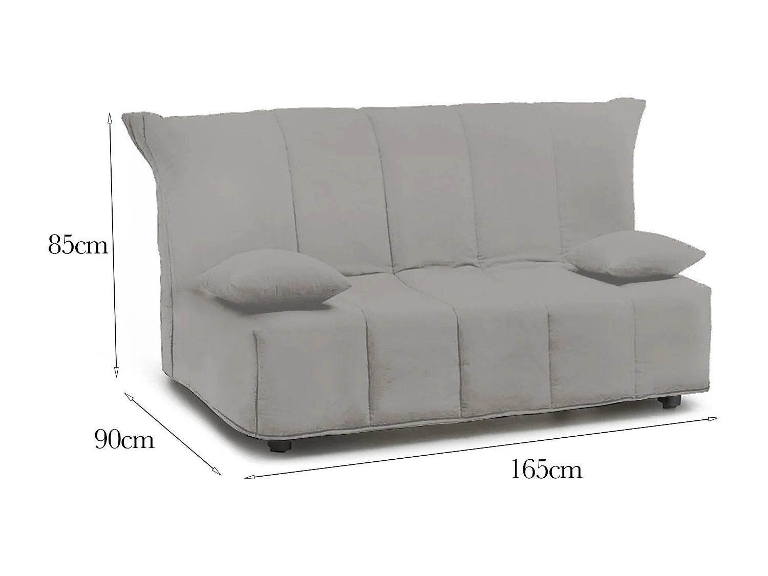 Canapé-lit Dabam, canapé 3 places, 100% Made in Italy, Canapé de salon avec ouverture trolley, en tissu rembourré, avec coussins inclus, 165x90h85 cm, Gris