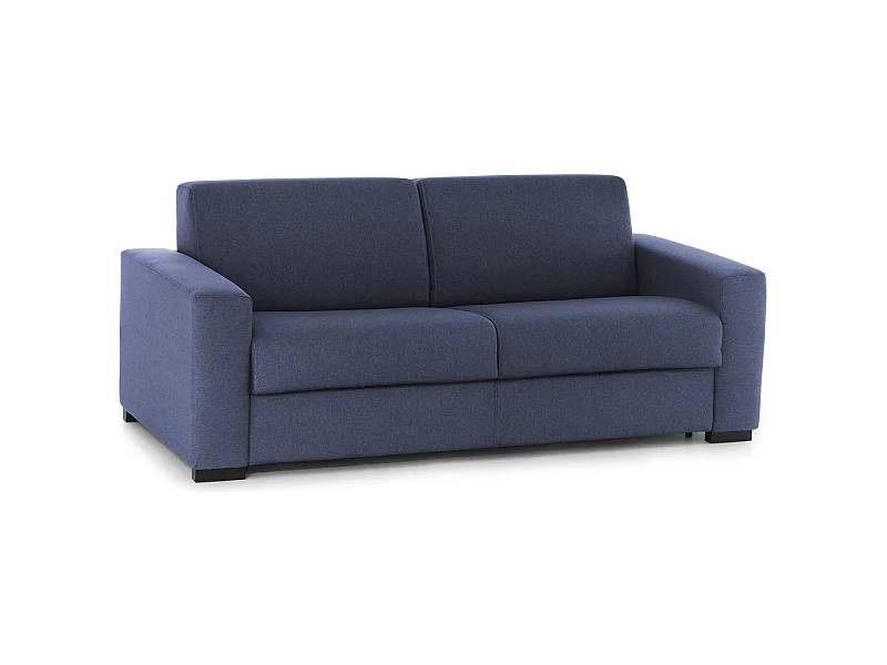 Dabaidy Canapé-lit, canapé 3 places, 100% Made in Italy, Canapé de salon avec ouverture pivotante, en tissu rembourré, avec accoudoirs standards, 220x95h90 cm, Bleu