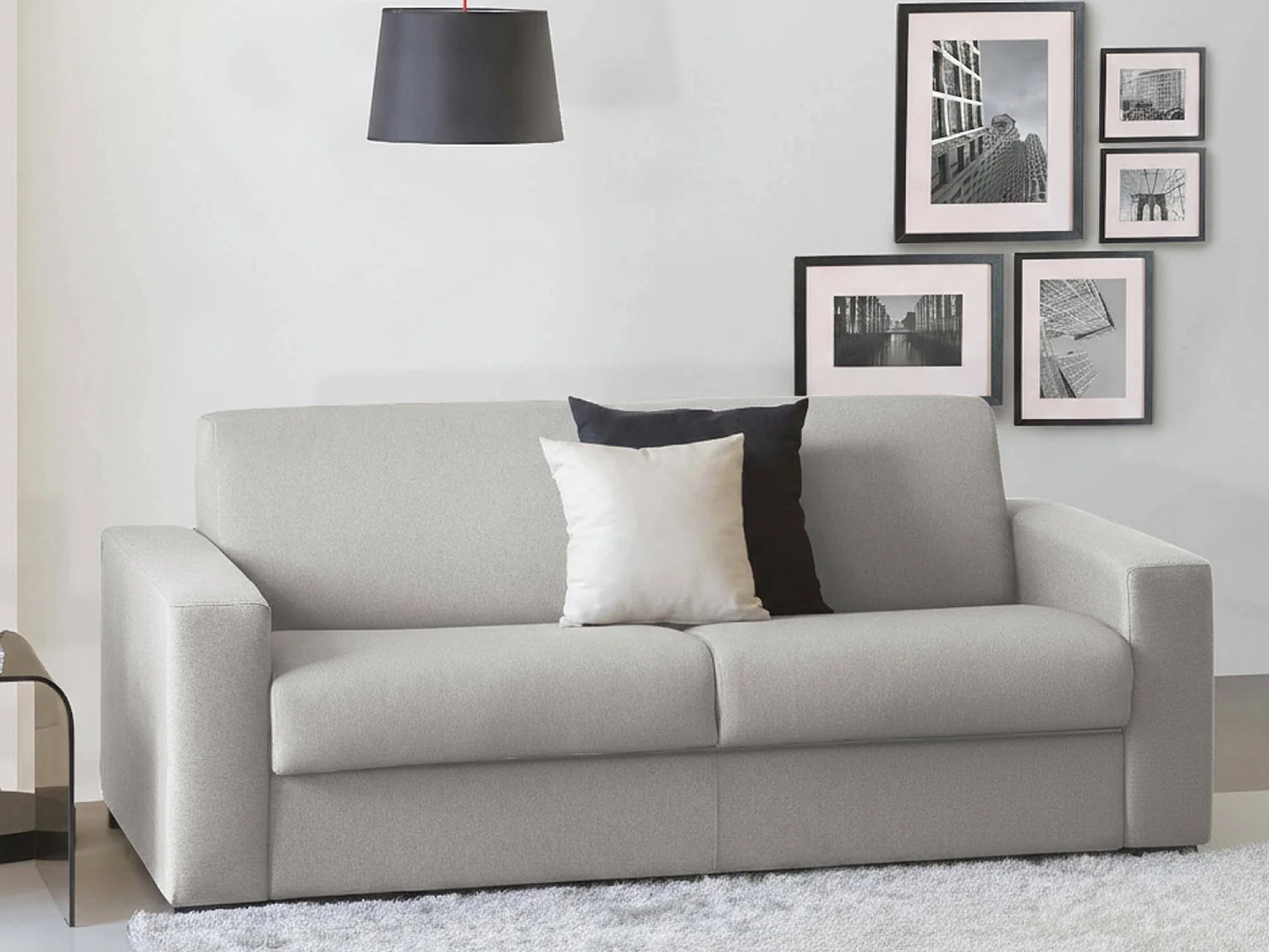 Divano Letto 2 Posti Andymion, Sfoderabile Made in Italy, 95x200 cm Nero