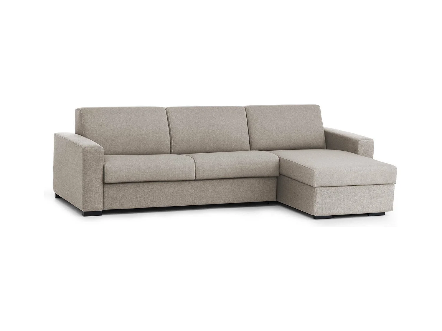 Dabala slaapbank, hoekbank, 100% Made in Italy, bank met draaibare opening, met omkeerbaar opbergschiereiland, met slanke armleuningen, Cm 260x95h90, Taupe