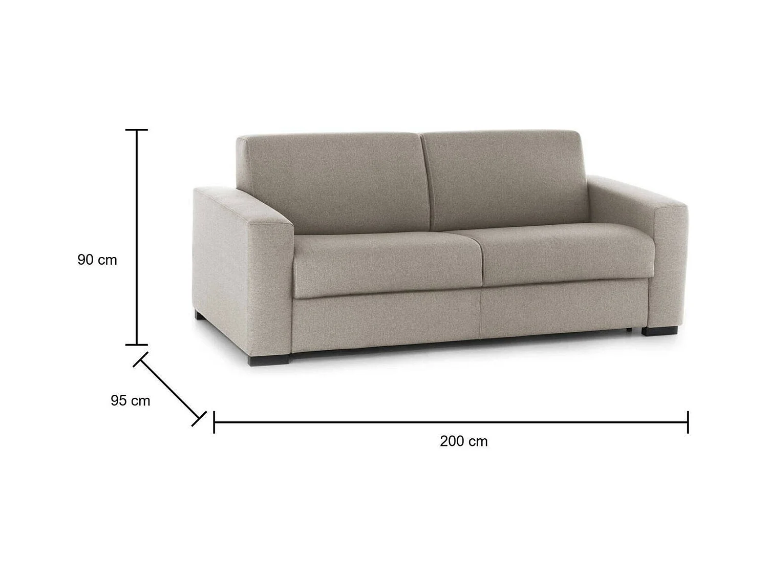 Canapé Alexis, Grand Canapé 2 places, 100% Made in Italy, Canapé de salon à ouverture pivotante, 200x95h90 cm, Tourterelle