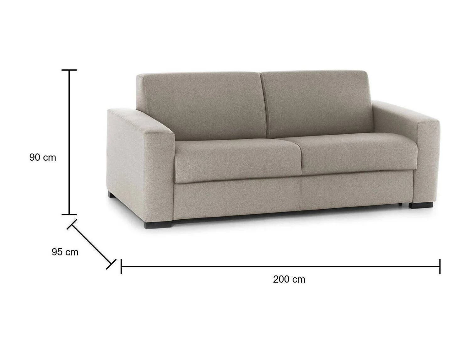 Canapé Alexis, Grand Canapé 2 places, 100% Made in Italy, Canapé de salon à ouverture pivotante, 200x95h90 cm, Tourterelle