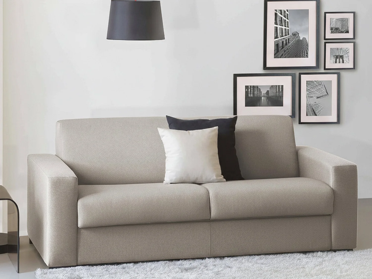 Divano Letto 2 Posti Andymion, Sfoderabile Made in Italy, 95x200 cm Nero Tortora