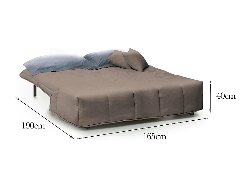 Schlafsofa Dabam, 3-Sitzer-Sofa, 100% Made in Italy, Wohnzimmersofa mit Trolley-Ã–ffnung, aus gepolstertem Stoff, inklusive Kissen, Cm 165x90h85, Turteltaube