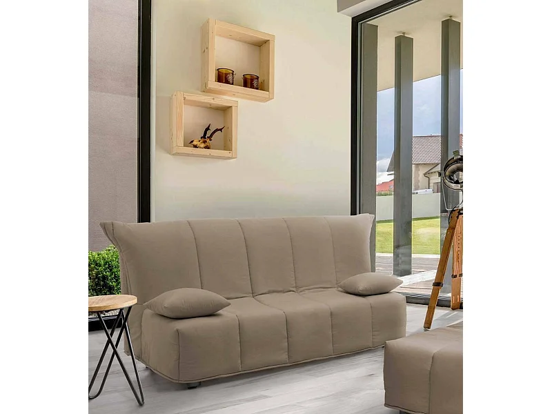 Sofá-cama Dabam, ofá de 3 lugare, 100% Fabricado na Itália, Sofá da ala com abertura para carrinho, em tecido acolchoado, com almofada incluída, 165x90h85 cm, Taupe