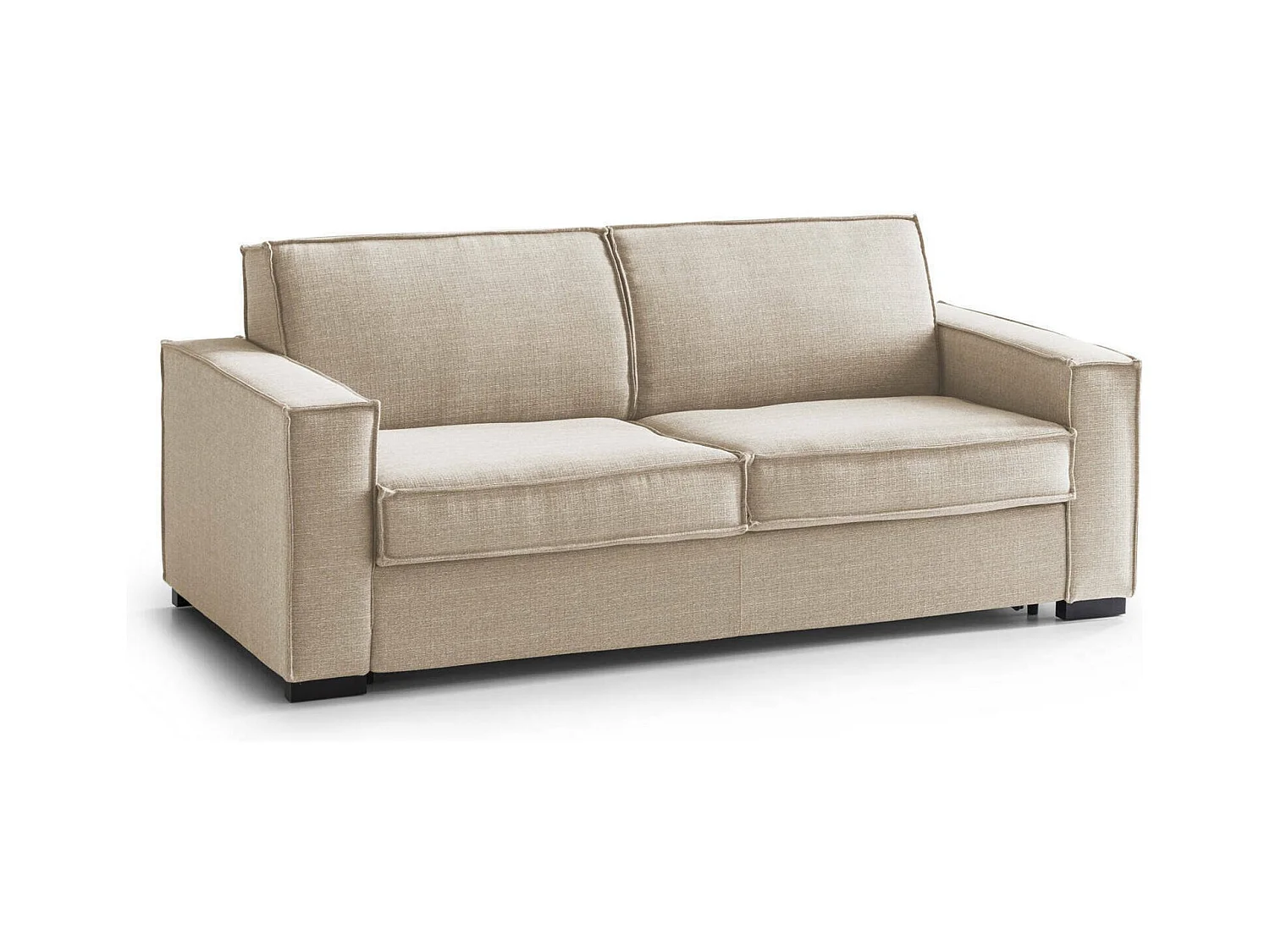 Canapé-lit Daabiz, canapé 3 places, 100% Made in Italy, Canapé de salon à ouverture pivotante, en tissu rembourré, avec accoudoirs standards, 220x95h90 cm, Beige