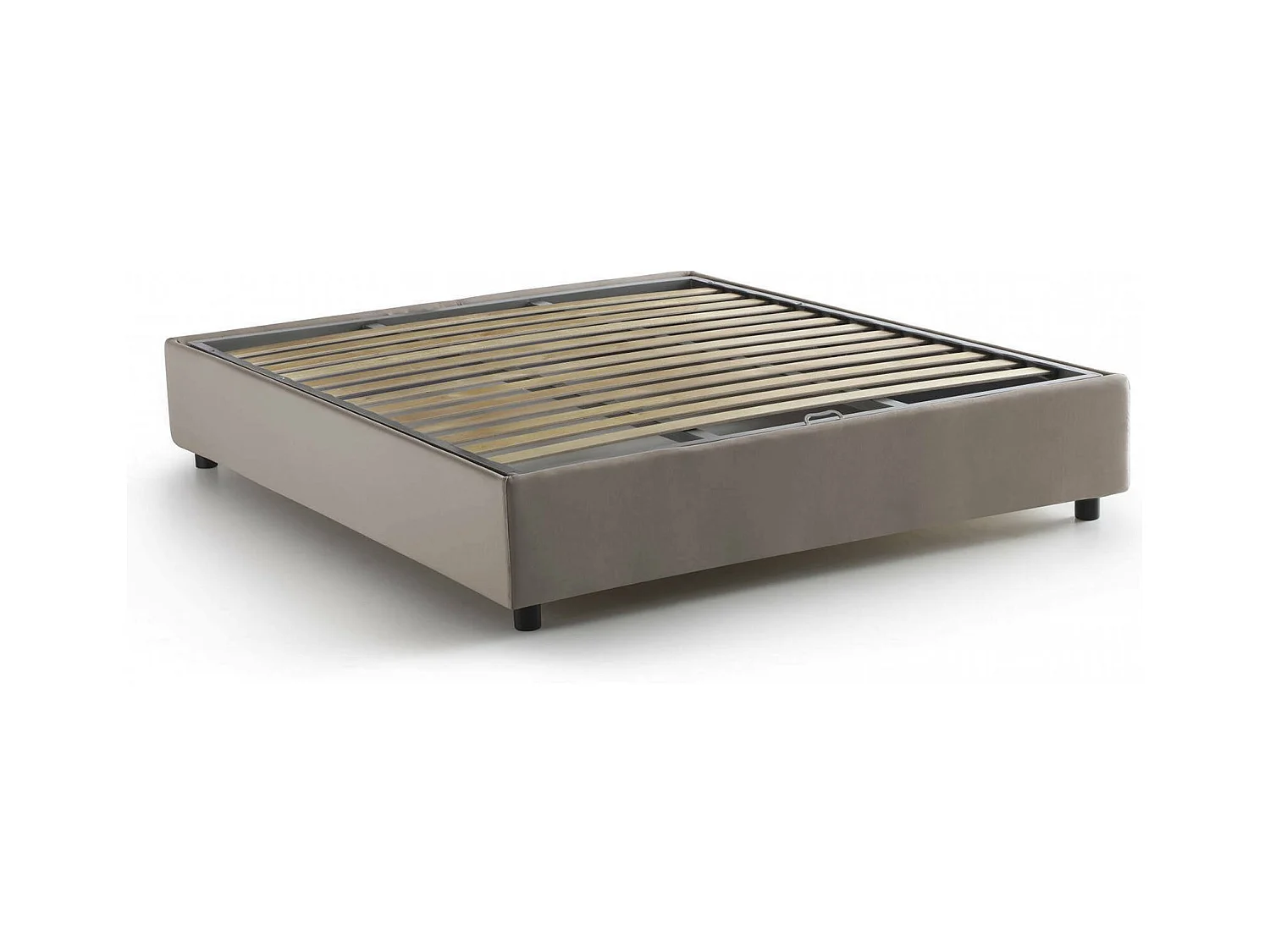 Cama de casal Dcistan, Cama de armazenamento com forro de tecido, 100% Fabricado na Itália, Abertura frontal, adequada para colchão 160x190 cm, Taupe