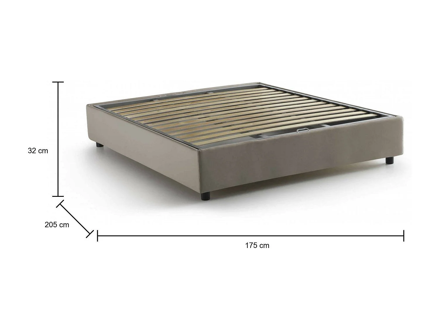 Dcistan tweepersoonsbed, Opbergbed met stoffen bekleding, 100% Made in Italy, Opening aan de voorzijde, geschikt voor matras 160x190 cm, Taupe