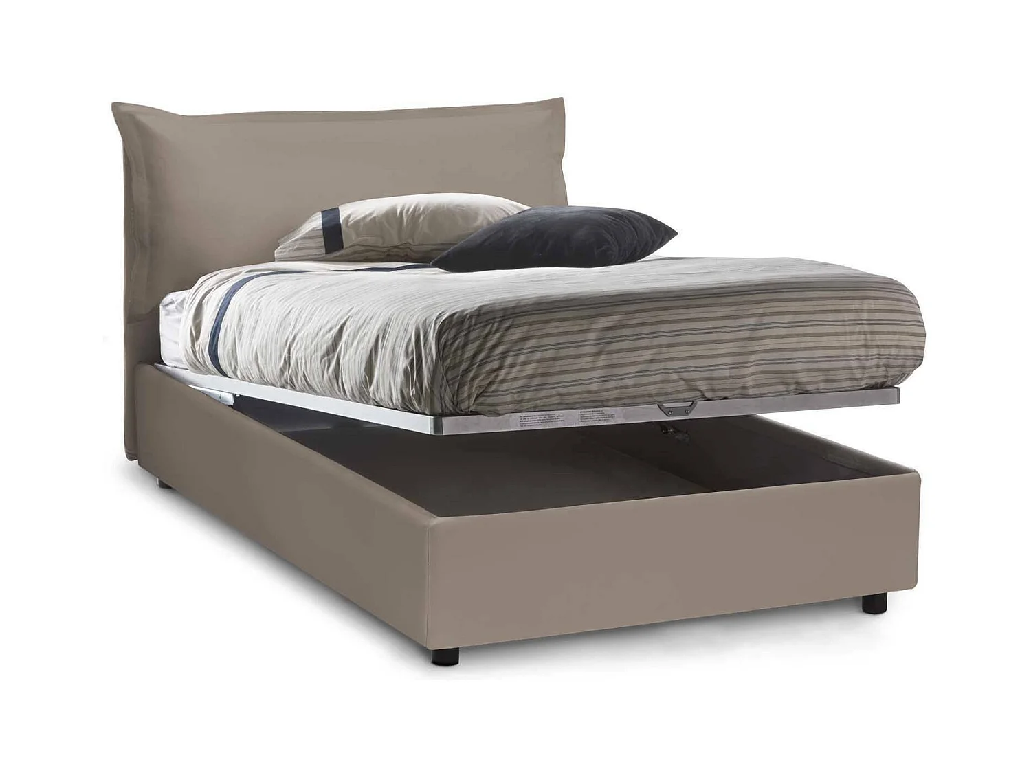 Cama de casal Dabba, cama de arrumação com forro de couro ecológico, 100% Fabricado na Itália, abertura frontal, adequada para colchão 120x190 cm, cinza pomba