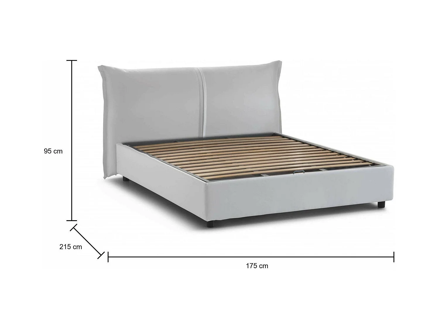 Cama de casal Dbaji, Cama de armazenamento com forro de tecido, 100% Fabricado na Itália, Abertura frontal, adequada para colchão de 160x200 cm, Branco