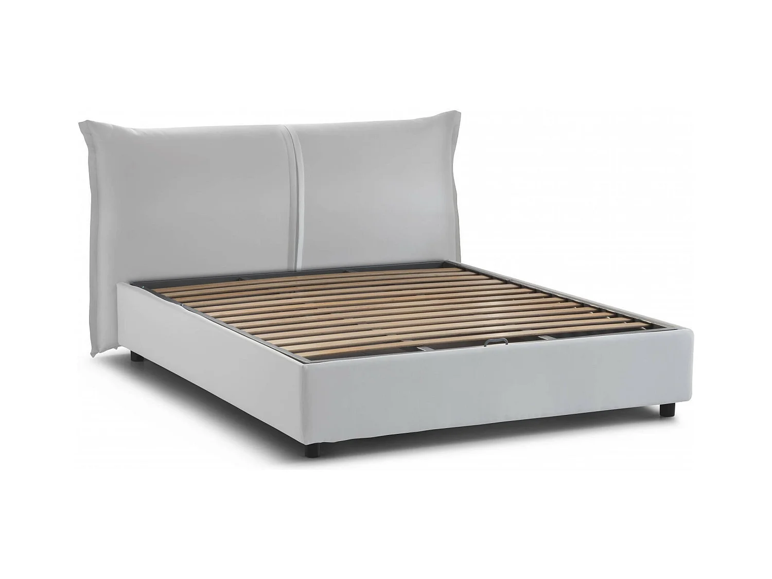 Cama de casal Dbaji, Cama de armazenamento com forro de tecido, 100% Fabricado na Itália, Abertura frontal, adequada para colchão de 160x200 cm, Branco