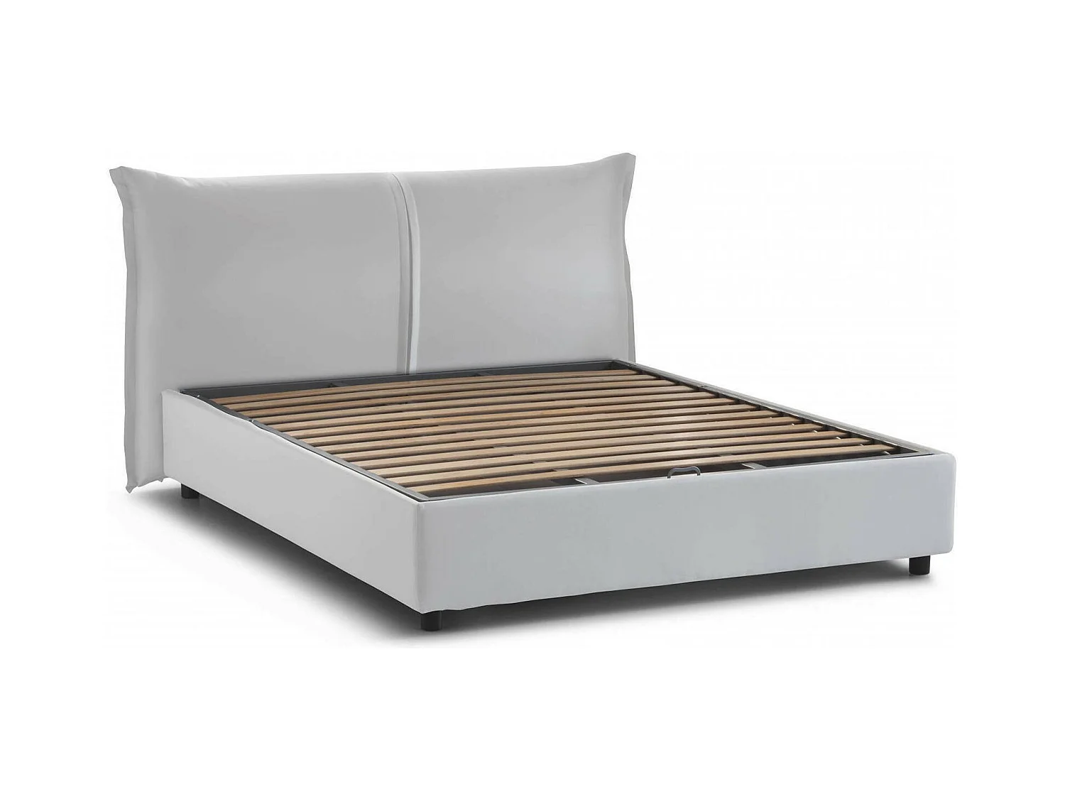 Lit double Dbaji, Lit coffre avec revêtement en tissu, 100% Made in Italy, Ouverture frontale, adapté pour matelas 160x200 cm, Blanc