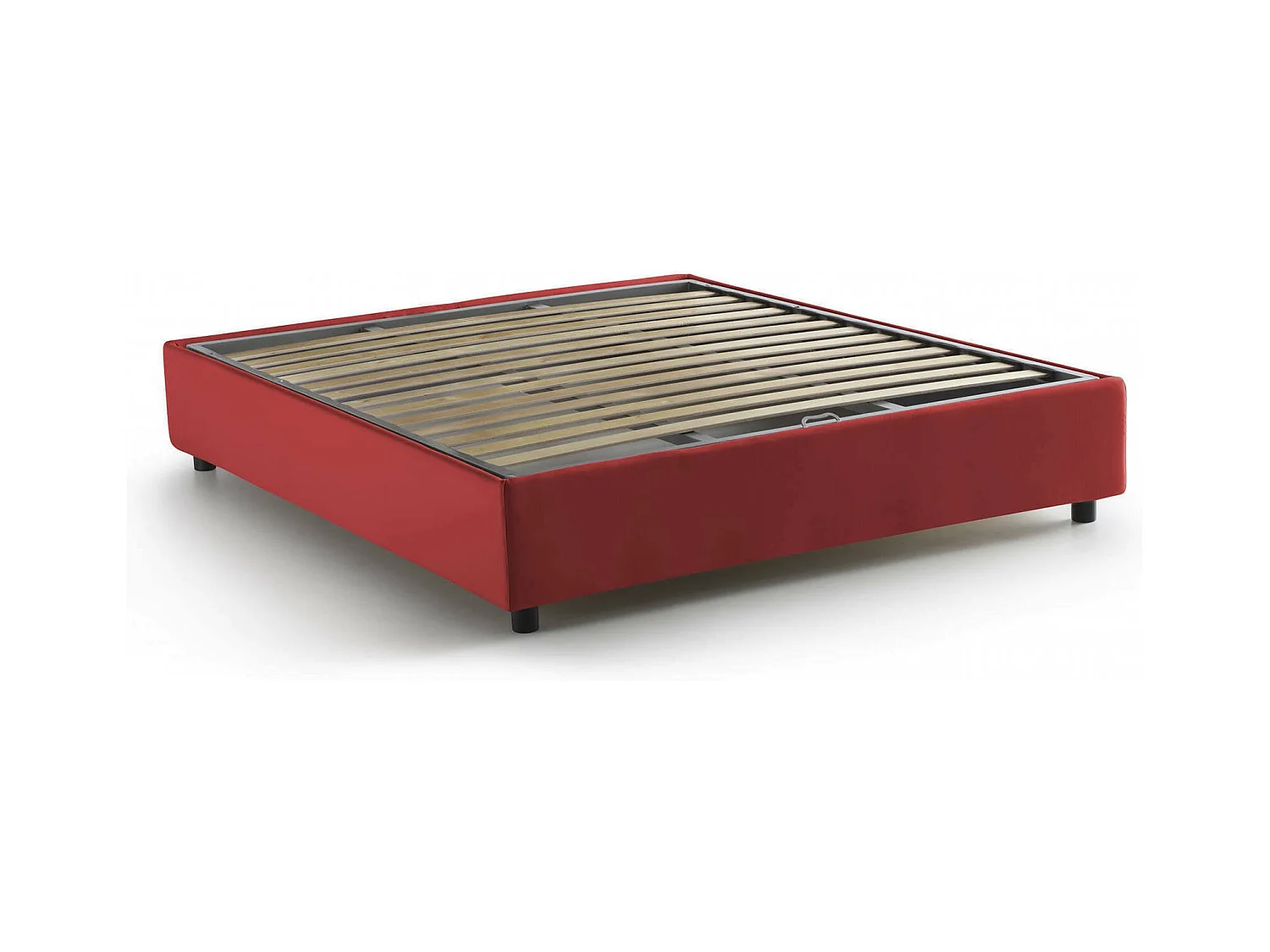 Lit double Dcistan, Lit coffre avec revêtement en tissu, 100% Made in Italy, Ouverture frontale, adapté pour matelas 160x190 cm, Rouge