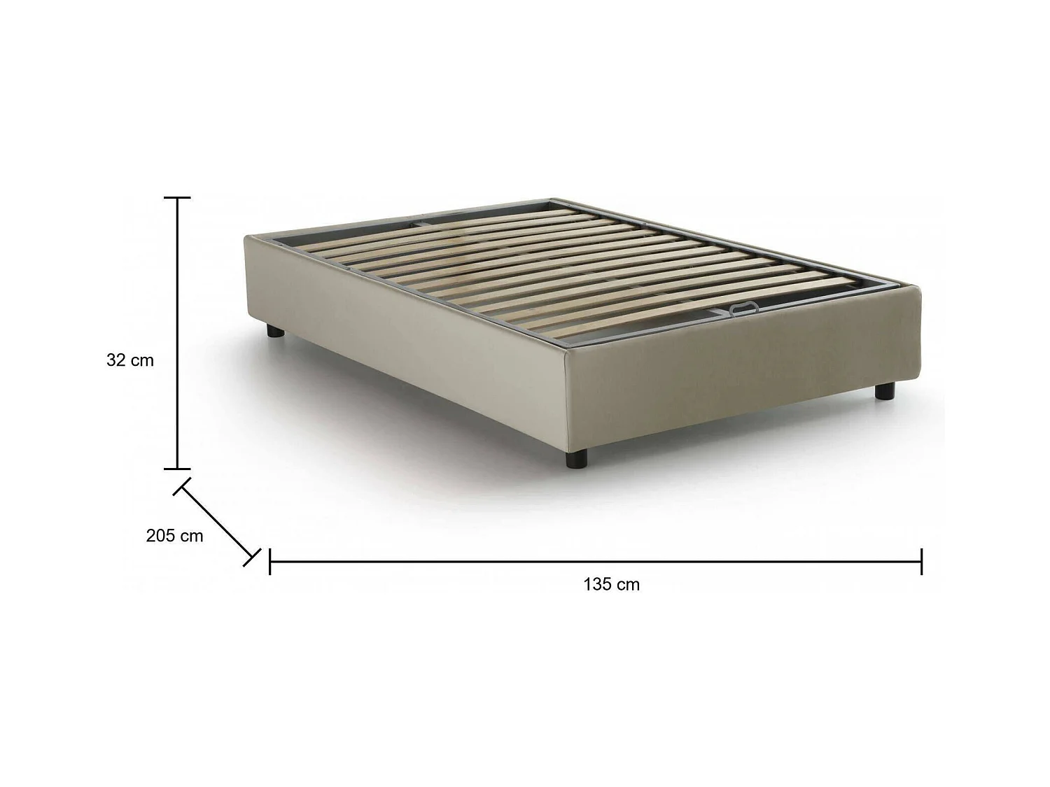 Dlammer tweepersoonsbed, opbergbed met stoffen bekleding, 100% Made in Italy, opening aan de voorzijde, geschikt voor matras 120x190 cm, Beige