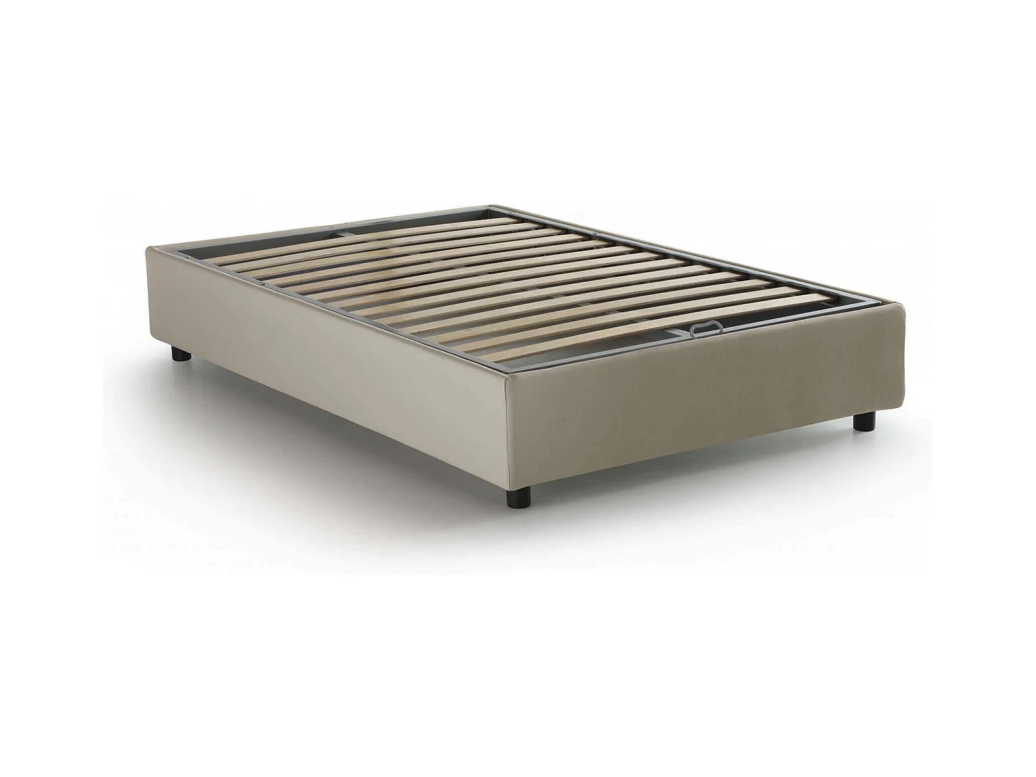 Dlammer tweepersoonsbed, opbergbed met stoffen bekleding, 100% Made in Italy, opening aan de voorzijde, geschikt voor matras 120x190 cm, Beige
