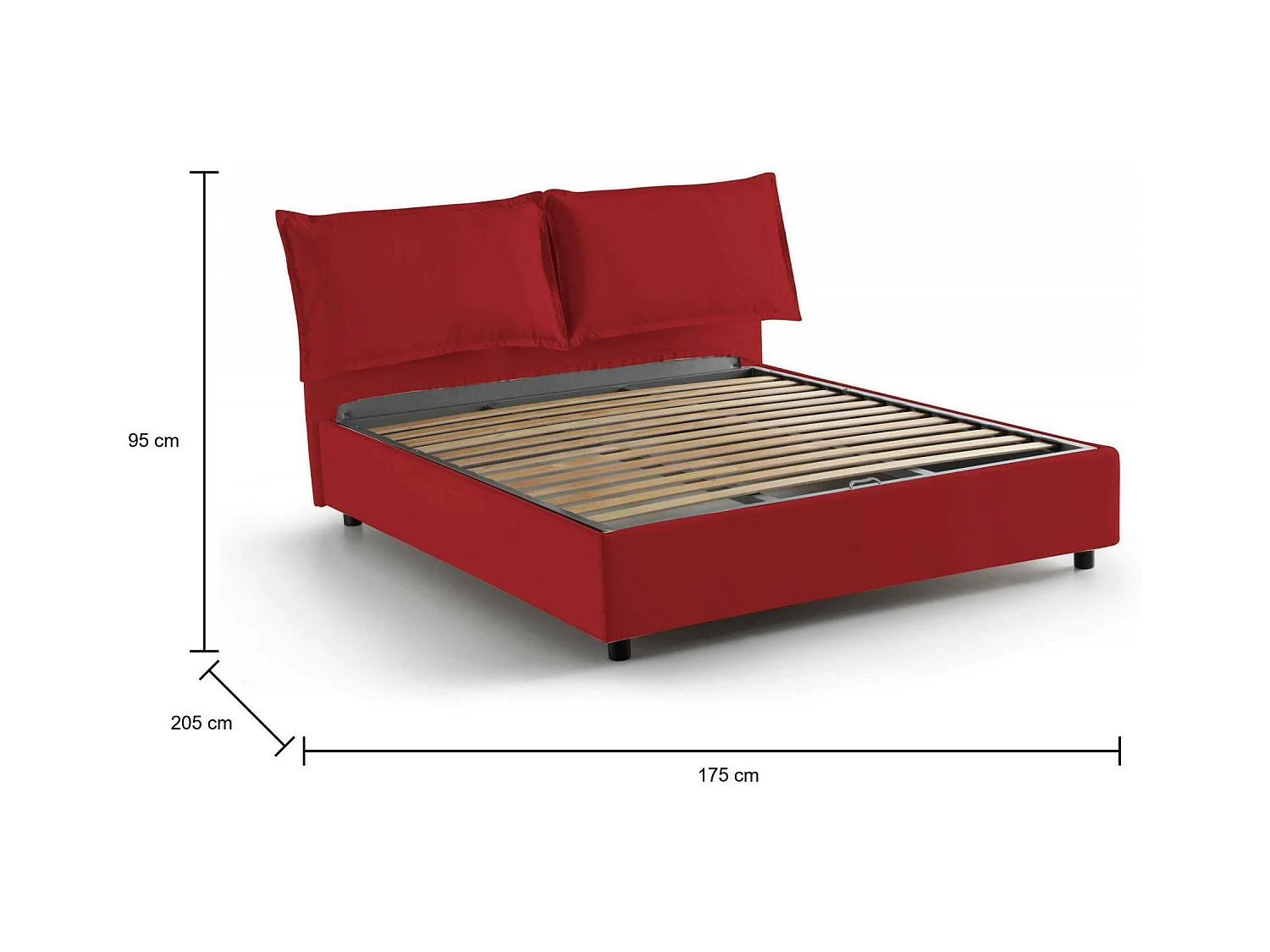 Talamo Italia - Letto matrimoniale Anjin, adatto per materasso Cm 160x190, Rosso