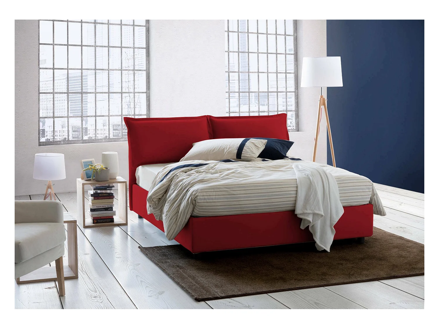 Talamo Italia - Letto matrimoniale Anjin, adatto per materasso Cm 160x190, Rosso