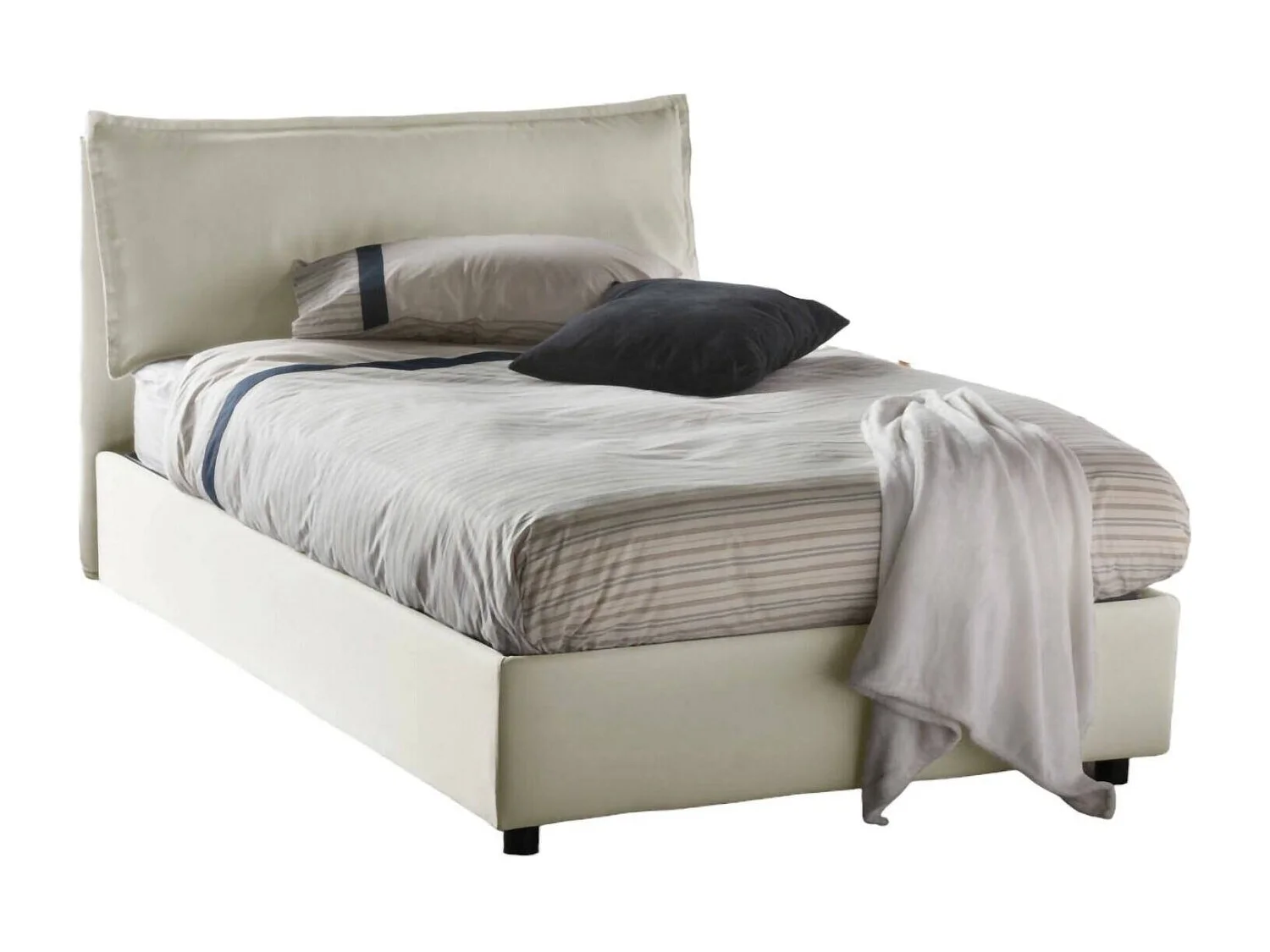 Deusebi tweepersoonsbed, opbergbed met stoffen bekleding, 100% Made in Italy, opening aan de voorzijde, geschikt voor matras 120x190 cm, Beige