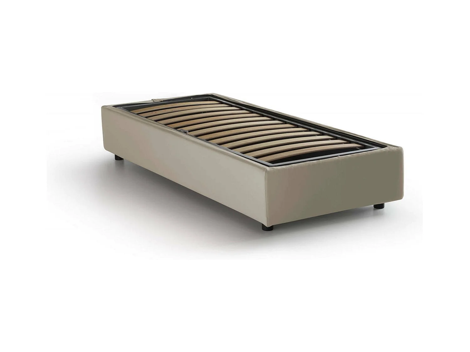 Lit simple Dhol, Lit coffre avec revêtement en tissu, 100% Made in Italy, Ouverture latérale, adapté pour matelas 80x190 cm, Beige