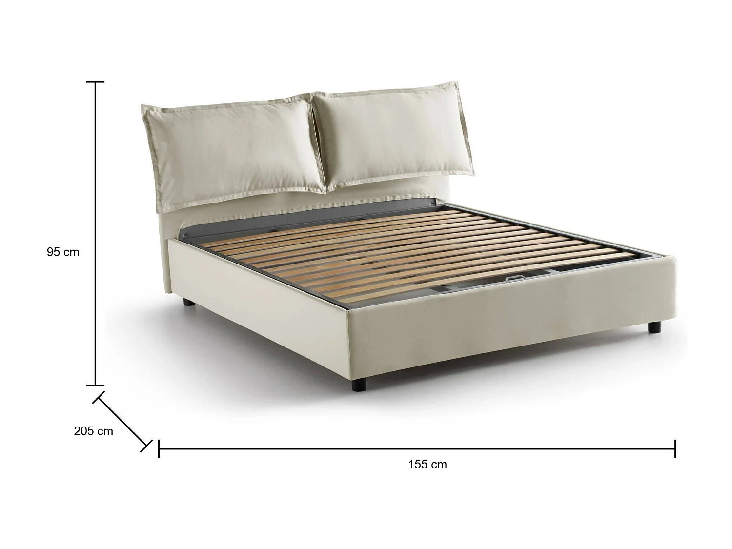 Letto Alla Francese Askari, Sfoderabile Made in Italy, 155x205 cm Beige