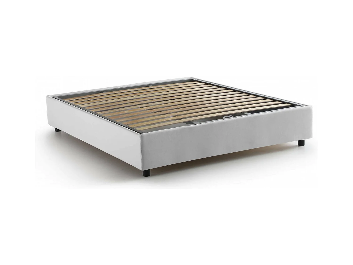 Lit double Dcistan, Lit coffre avec revêtement en tissu, 100% Made in Italy, Ouverture frontale, adapté pour matelas 160x190 cm, Blanc