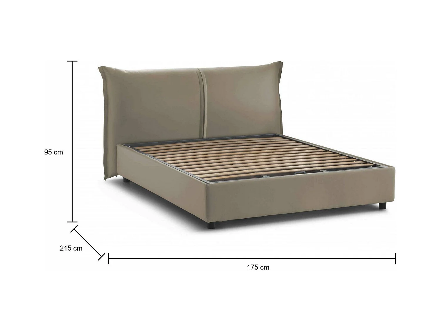Dbaji tweepersoonsbed, Opbergbed met stoffen bekleding, 100% Made in Italy, Opening aan de voorkant, geschikt voor matras 160x200 cm, Taupe